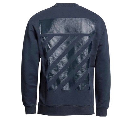 Pre-owned Off-white Diag Line Back Logo Outer Space Skate Sweatshirt In Blue