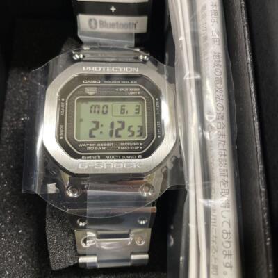 Pre-owned Casio G-shock Gmw-b5000d-1jf Solar Radio Bluetooth Metal Case Digital Men Watch