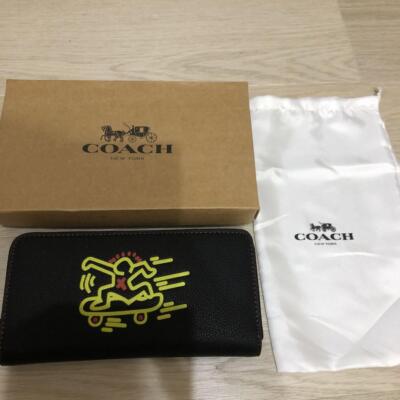 COACH Long Zip wallet F87107 Keith Haring Boarding Man Black COACH Long Zip wallet F87107 Keith Haring Boarding Man Black