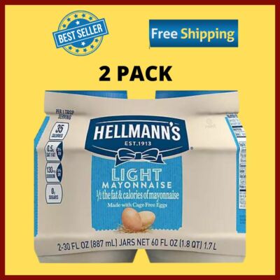 Hellmann's Mayonnaise, Light, 30 oz. 2 PACK (No Ship To CA)