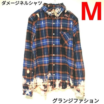 Cool Grunge Punk Damage Flannel Shirt M Navy Daiki Tsuneta Anonymous Delivery