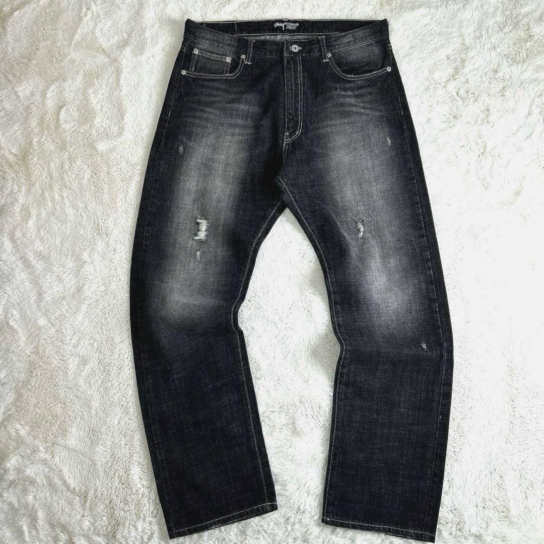 Stussy Rough Rugged Black Denim Jeans W36 Used Vintage