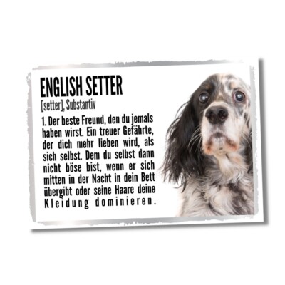 English Setter Duden Hund Dog Schild Spruch Türschild Hundeschild Warnschild Fun