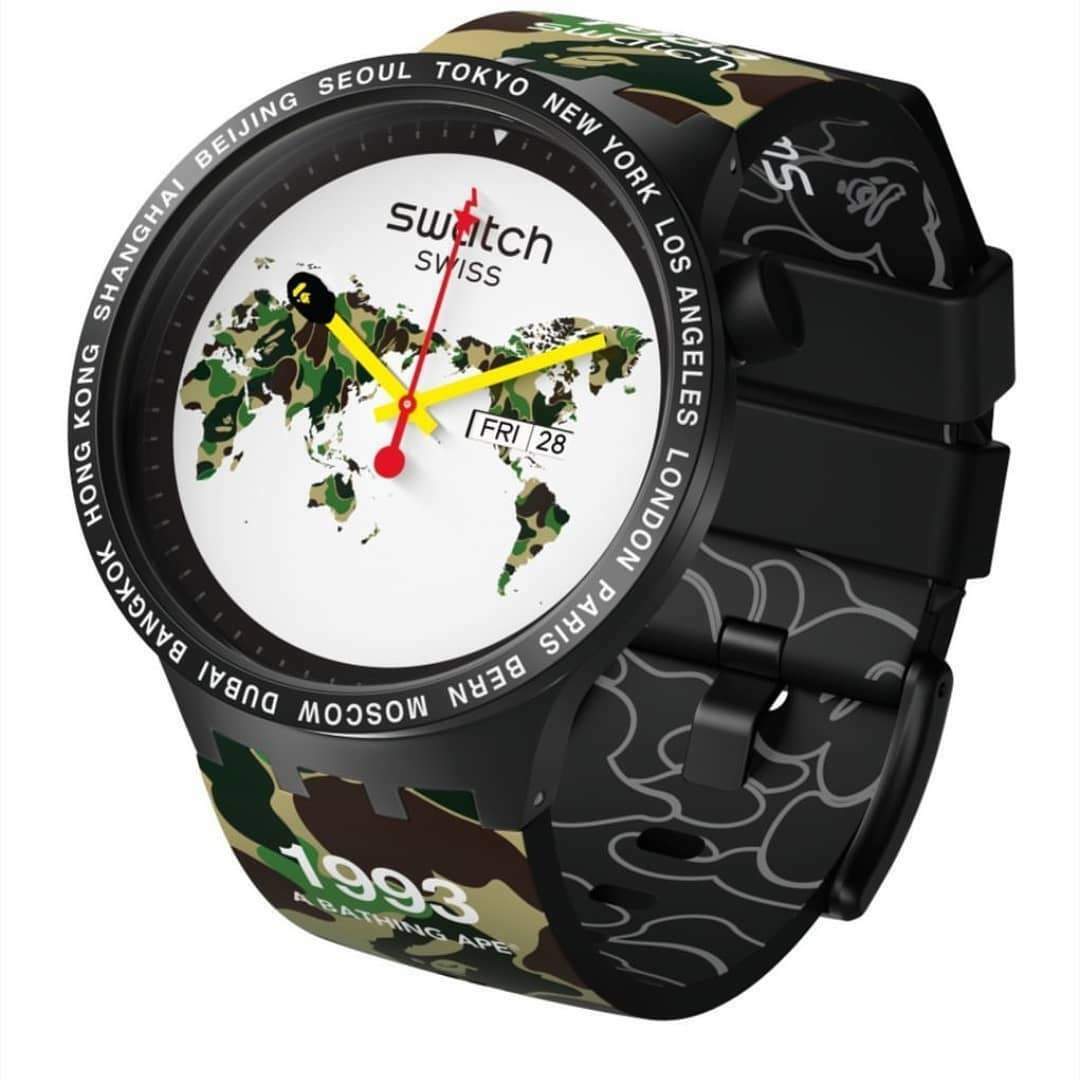 Pre-owned A Bathing Apex Swatch A Bathing Ape Bape X Swatch Global World Model In Green