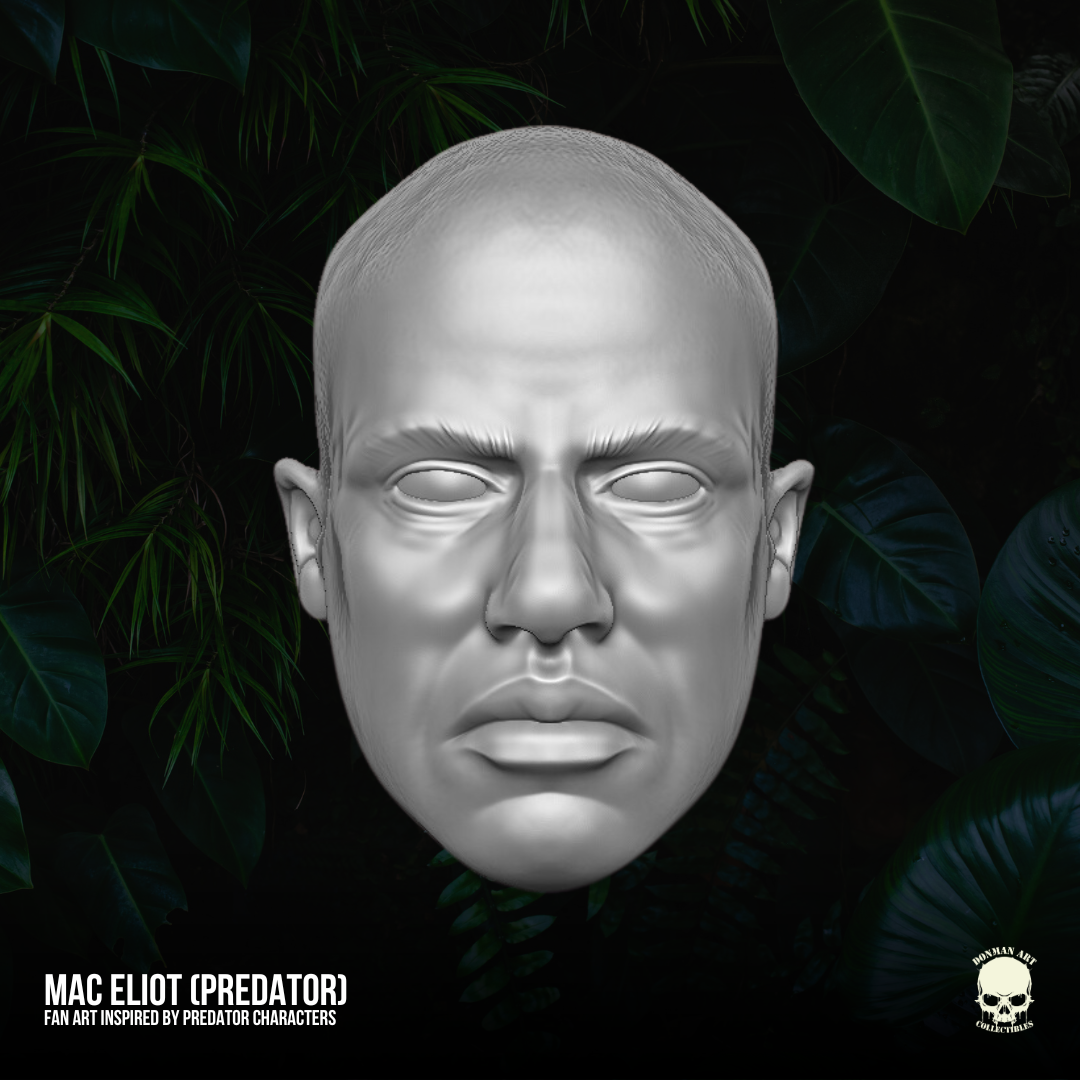 Mac Eliot v1 Bill Duke custom head for Predator action figures