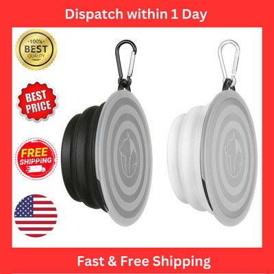 2 Pack Collapsible Dog Bowl Portable Travel Feeding Dish Bowls with Lids