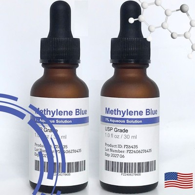 2X Methylene Blue USP Grade 1% Solution Drop Bottle 1oz 30 ml USA Made メチレンブルー