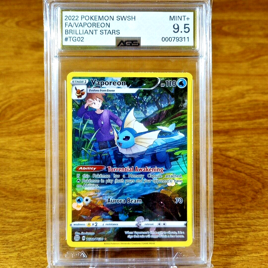 Pokemon Brilliant Stars Vaporeon TG02/TG30 AGS Mint+ 9.5