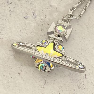 Vivienne Westwood Necklace Star Orb Silver Rhinestone w