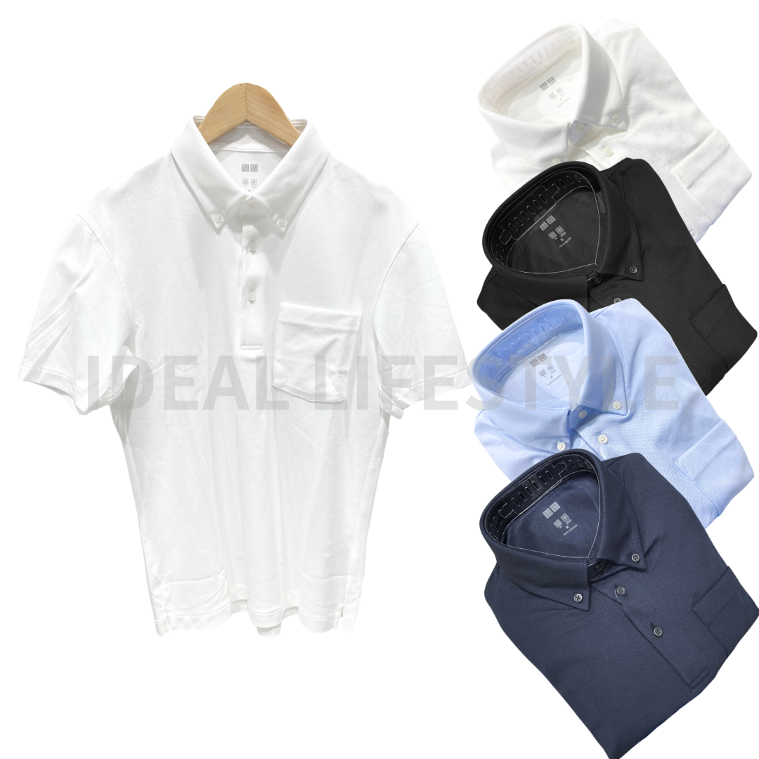 UNIQLO AIRism Cotton Pique Polo Shirt S-4XL Botton-Down