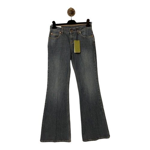 デニム・ジーパン GUCCI Woman Jeans Denim 782163XDC9I 4528 Wide leg denim pants in light blue | GUCCI® US