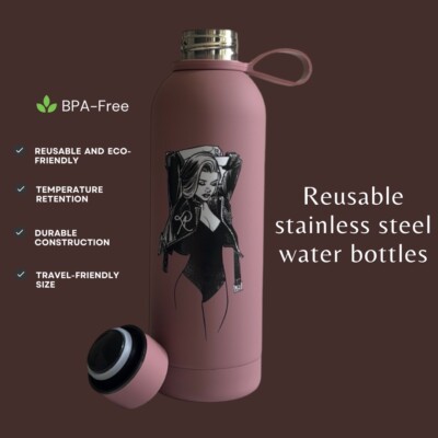 Eco-friendly insulated stainless steel  bottle 500ml. Pink, Beige, Yellow, Green