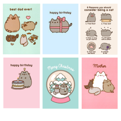 Cute Pusheen the Cat Cartoon Birthday Christmas Blank Funny Humour Greeting Card