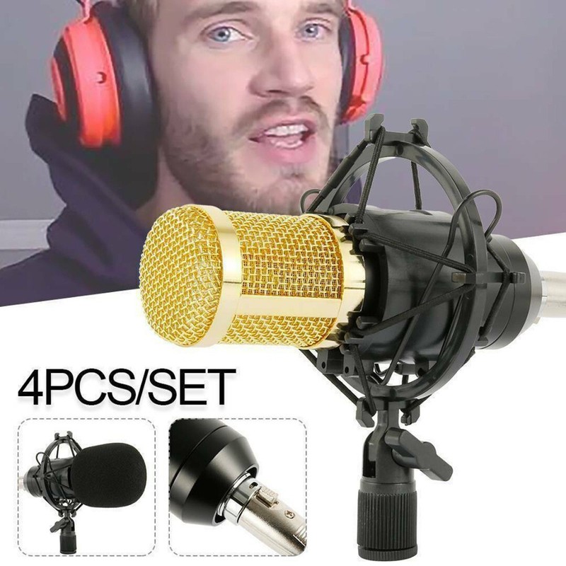 HOME RECORDING KONDENSATORMIKROFON MICROPHONE GROß MEMBRAN MIC STUDIO Set NEU