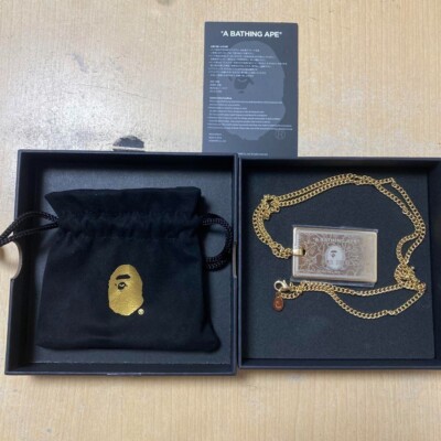 A BATHING APE Necklace 30th Anniversary Novelty Members Only Card Gold Gorilla