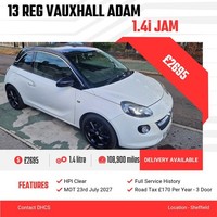 2013 Vauxhall ADAM 1.4i Jam 3dr HATCHBACK Petrol Manual