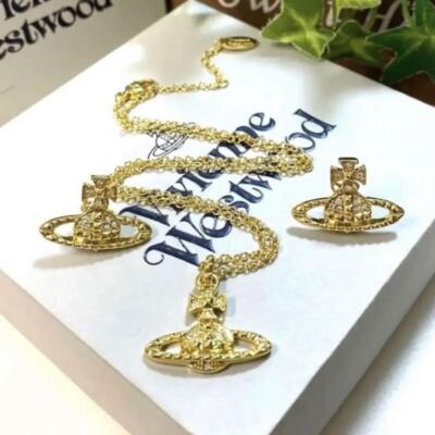 Vivienne Westwood Gold Orb Necklace Earrings Set NO BOX