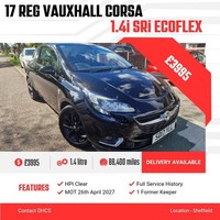 2017 Vauxhall Corsa 1.4 [75] ecoFLEX SRi 3dr HATCHBACK Petrol Manual
