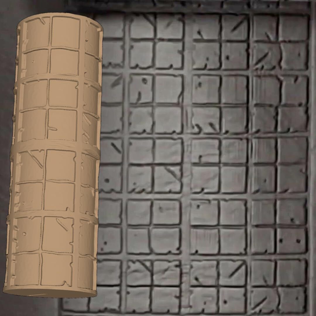 Cobblestone Clay Texture Roller 4 Inches art craft diorama STL Loot Factory Set2