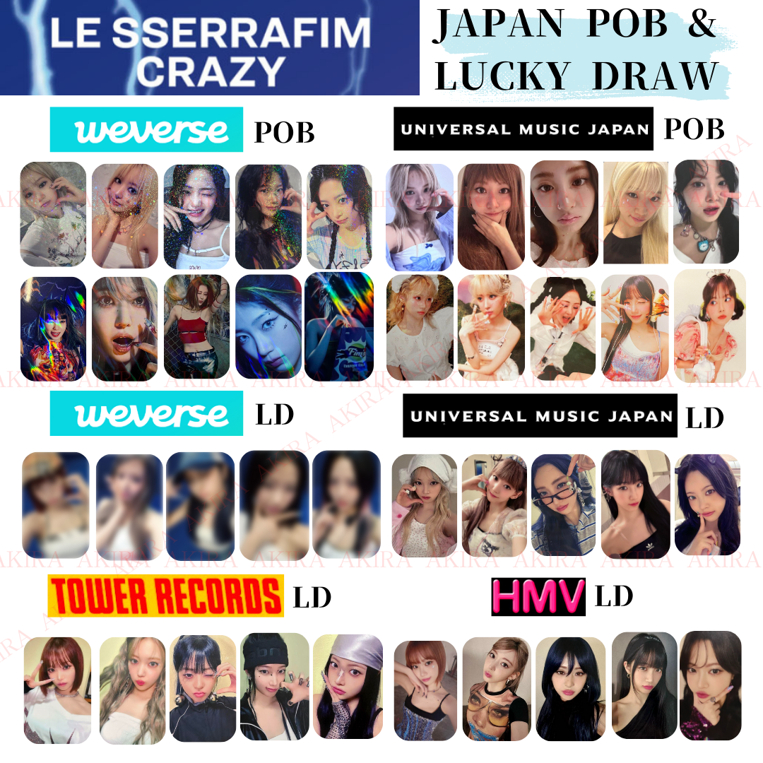 LE SSERAFIM CRAZY JAPAN POB & LUCKY DRAW OFFICIAL PHOTO CARD LE SSERAFIM CRAZY JAPAN POB & LUCKY DRAW OFFICIAL PHOTO CARD