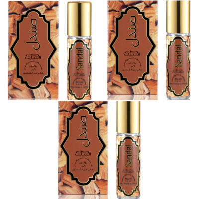 SANDAL Roll On Oil Concentrated Nabeel Original Perfume Attar 6mL (3 Pack)