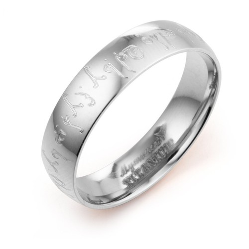 Polish Flat Court Groom Bride Personalized Rose Gold Titanium Ring 4mm Sz G to W