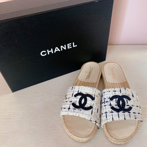 CHANEL Tweed Sandals CC Logo EU 36 Used From Japan | eBay
