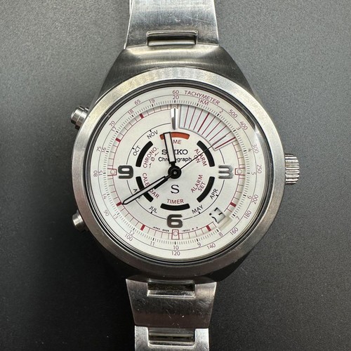 Seiko Sus 6M26-6020 Multi Function Chronograph White Silver