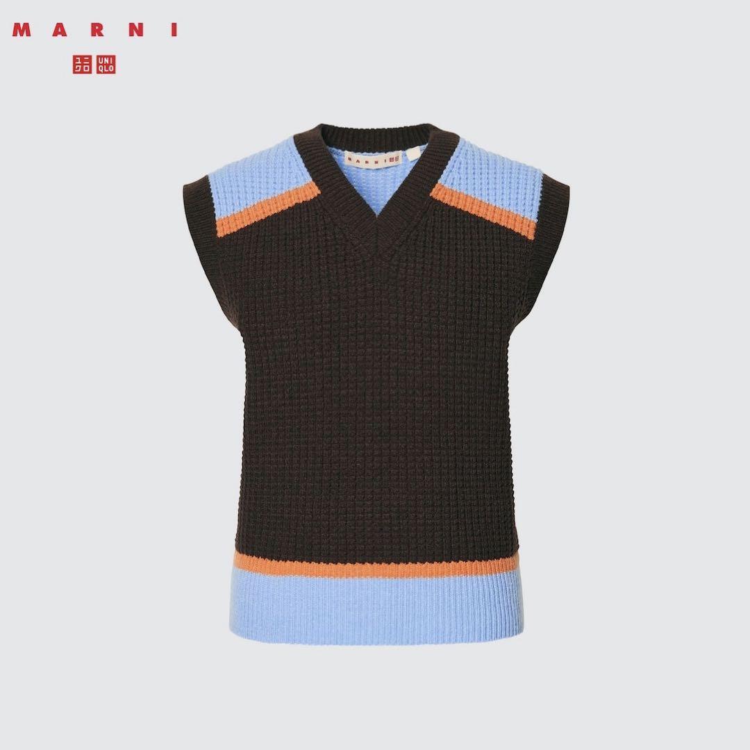 BTS Holiday Collection KNIT VEST Mサイズ UNIQLO x MARNI knit V-neck vest Women Brown and light blue