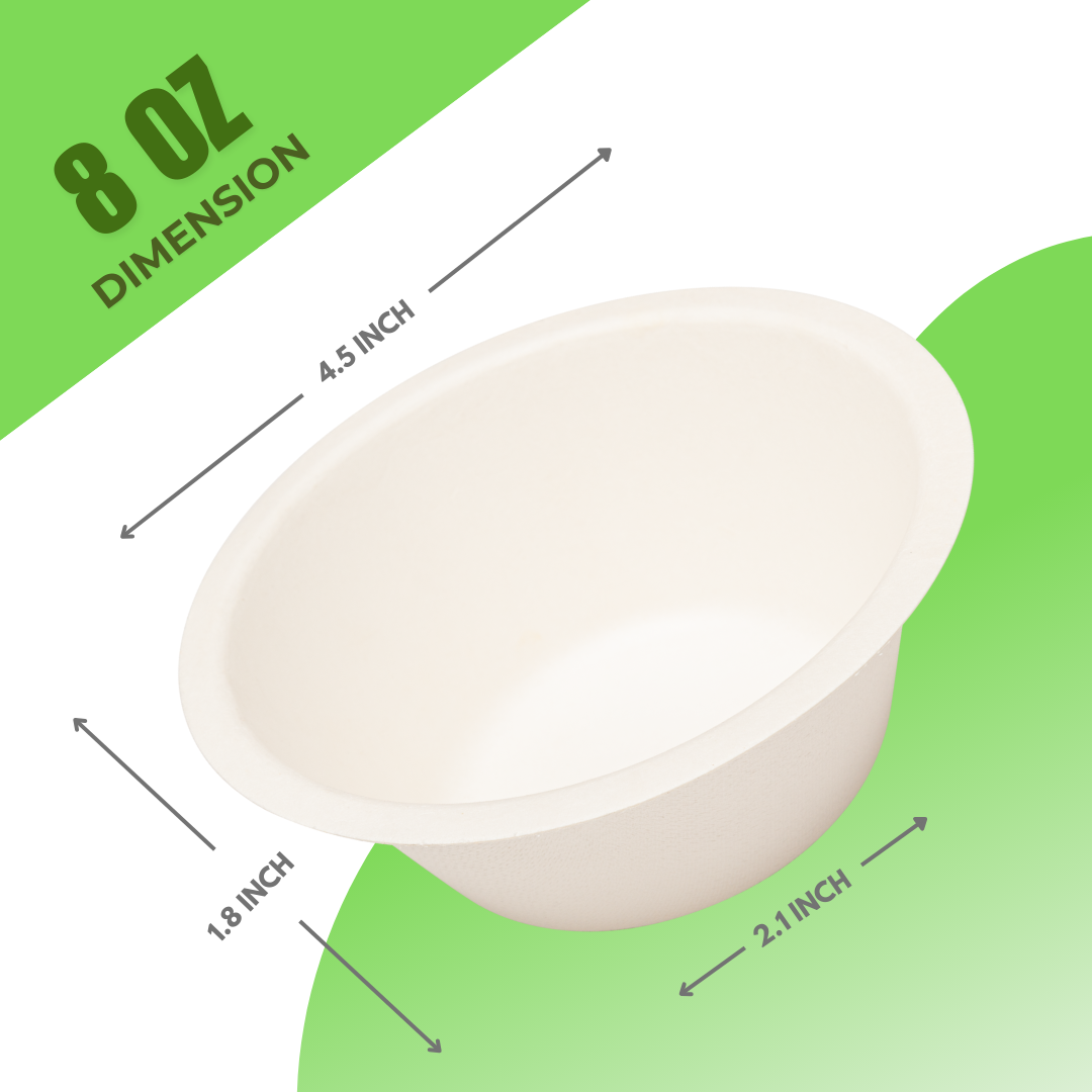 FPN Disposable Soup Bowls Biodegradable Microwave Safe Bowls 6 Oz, 8 Oz & 12 Oz
