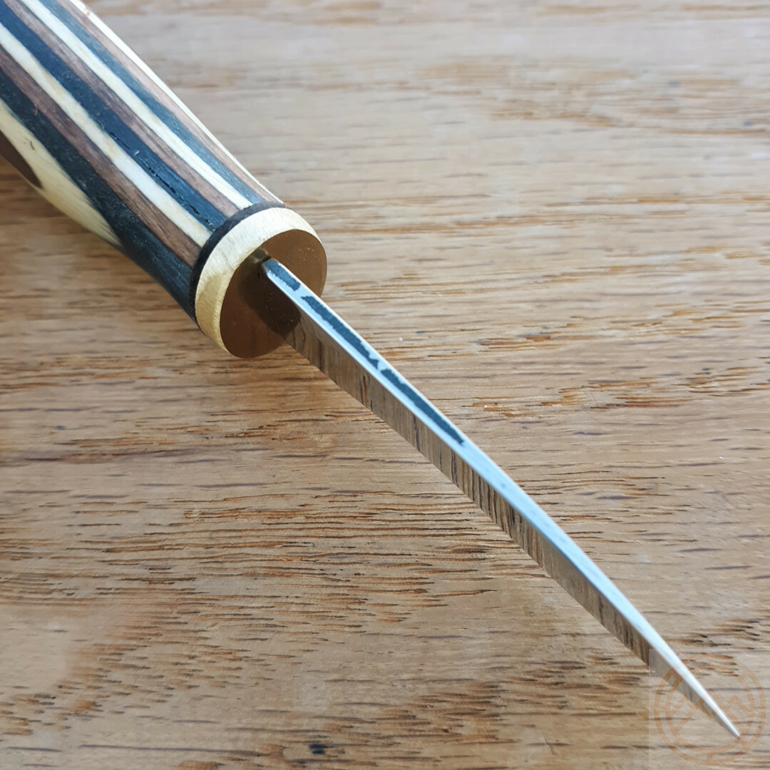 Wood Jewel Mushroom Fixed Knife 2.25" Stainless Blade Zebra Wood Handle w/Sheath