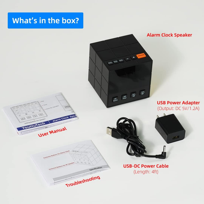 Bluetooth Alarm Clock Speaker with 100Db Super Loud Alarm & 5W Hi-Fidelity Sound