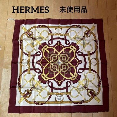 Hermes Wine Red and Brown Scarf 87x87 cm - Unused