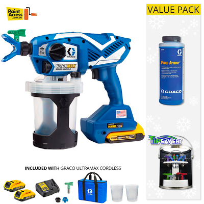 Graco UltraMax Cordless Airless Handheld Paint Sprayer DeWalt Battery 17N225