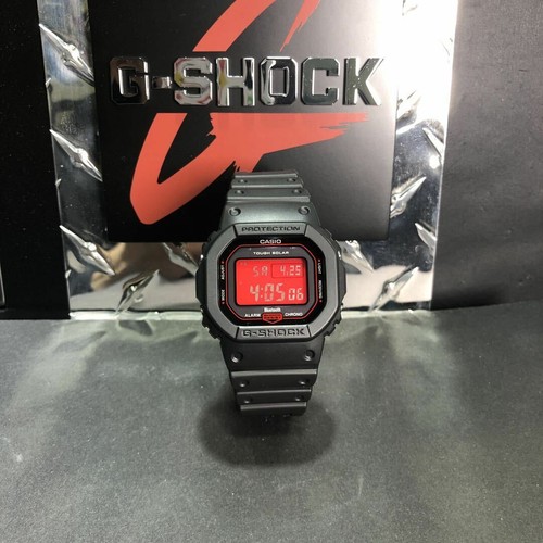 Pre-owned Casio G-shock Black & Red Gw-b5600ar-1 Solar Radio Men's Watch In Box