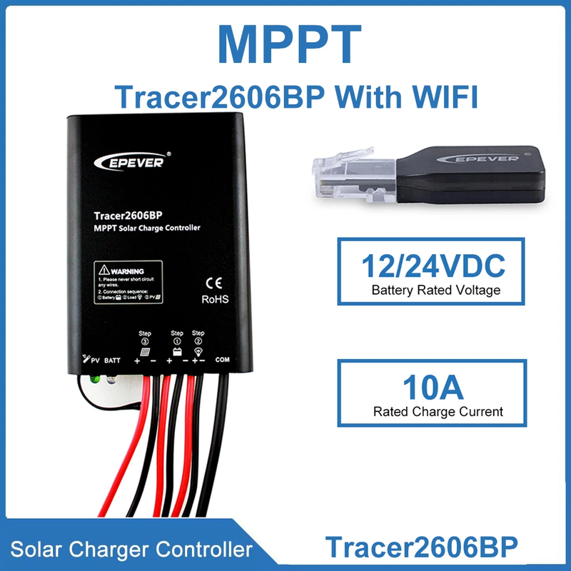 EPEVER Tracer2606BP With 2.4G RJ45 D 10A Solar Charger Controller Lithium Batter