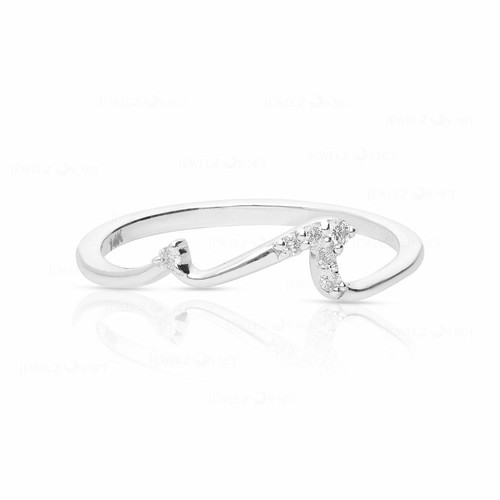 Pre-owned J.o.n 14k Gold Genuine Diamond Size-3-8 Us Water Baby Wave Ring Beach Lovers Jewelry In White