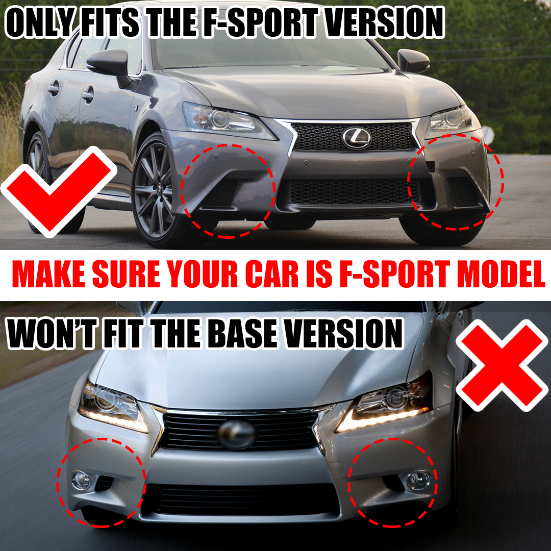 For 2013-2015 Lexus GS450 F Sport Gloss Black Front Bumper Lip Spoiler Kit