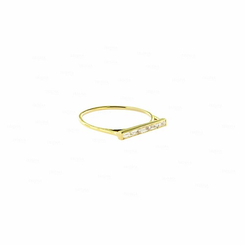 Pre-owned Irisha Designs Genuine Diamond Baguette Bar Ring Size-3-8 Us 14k Gold Fine Jewelry In White