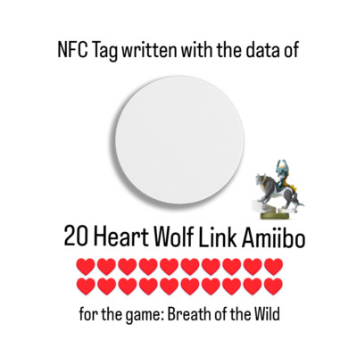 Amiibo Card [WOLF LINK] breath of the wild legend nfc tag 20 heart hearts herzen