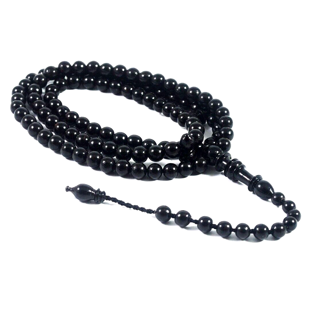 Genunine Natural Black Coral Sea Yusr Muslem Prayerbeads Islamic Tesbeh 99 Beads