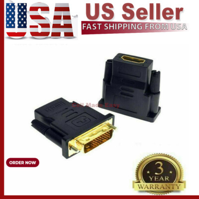 DVI-D Male 24+1 pin to HDMI Female 19-pin HD HDTV PC Monitor Display Adapter #13
