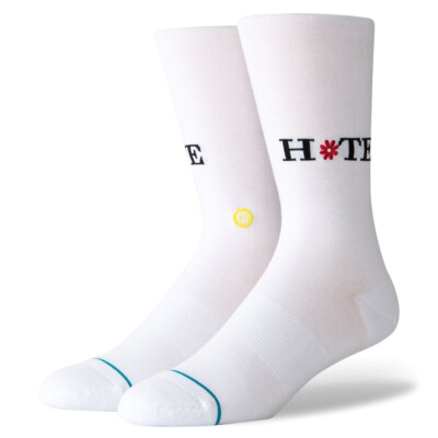 

Stance -#39;Love Hate Flower-#39; Классические носки с круглым вырезом (белые) Мужские носки с графическим принтом, Белый