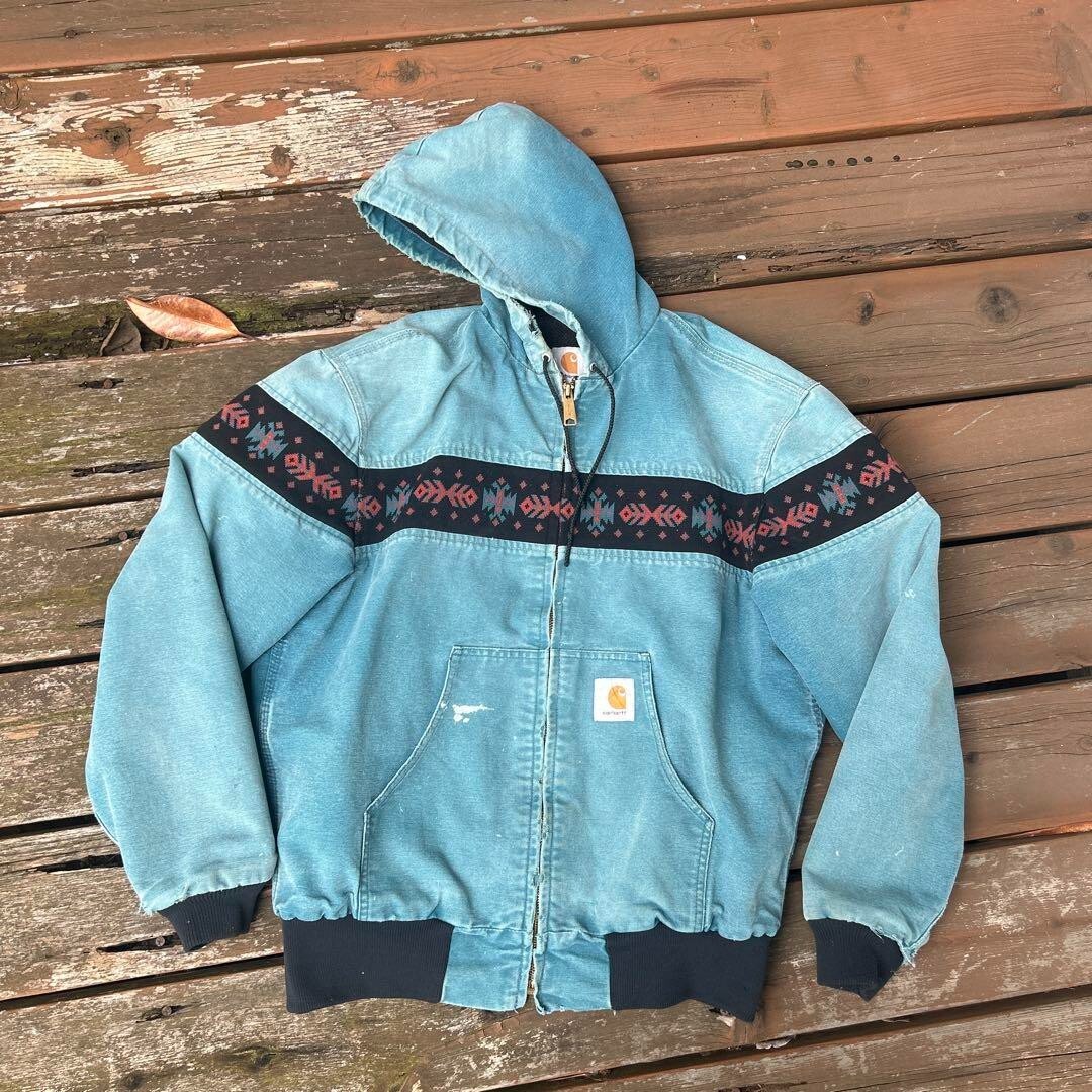 carhartt made in usa ジャケット 80s ? Vintage Carhartt 80s/90s Gray Zip Cotton Faded Heavy Jacket