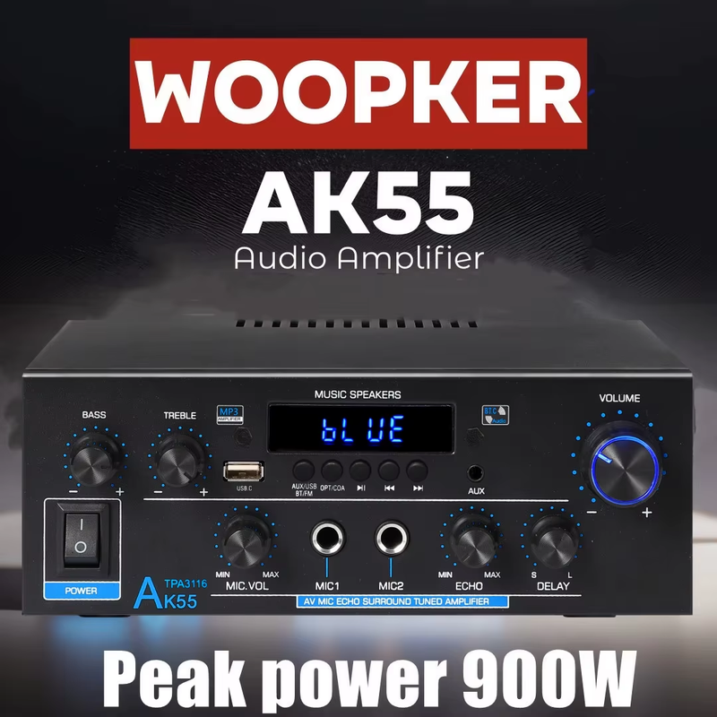 AK55 Home Digital Amplifiers Audio Bass Audio Power bluetooth Amplifier Hifi FM