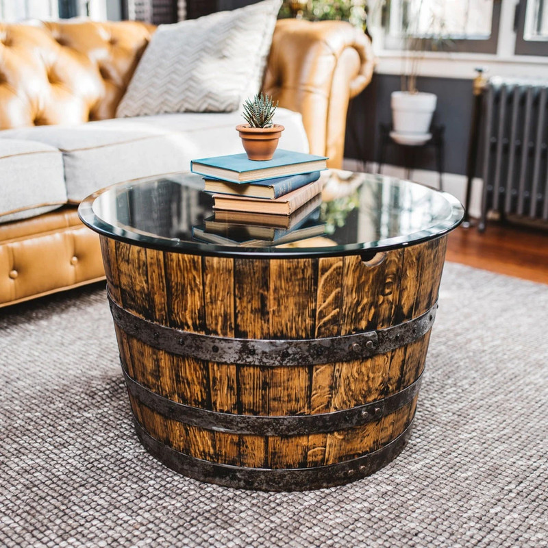 Whiskey Barrel Coffee Table | Homemade Barrel Furniture | Round