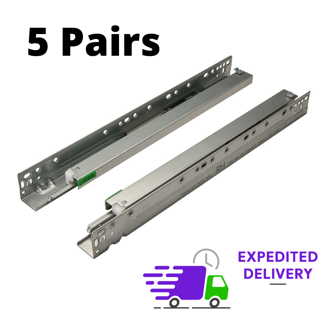 Undermount Drawer Slide Glide Full Extension Soft Close 5 PAIRS 21" - 16mm 5/8"