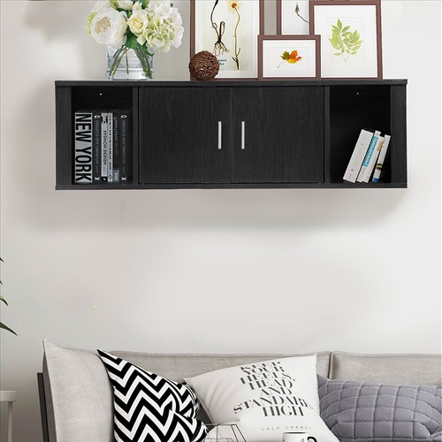 Wall Mount Hutch Floating Tv Storage Decor Book Shelf Hanging