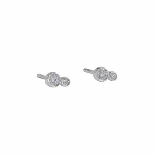 Pre-owned J.o.n 950 Platinum 0.12 Ct. Genuine Diamond Minimalist Stud Earrings Fine Jewelry In White