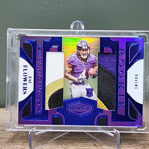 🔥2023 Zay Flowers RC #/50 Reflections Blue Dual Patch QUAD